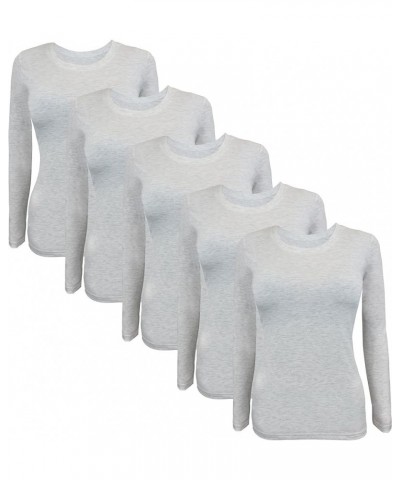 Long Sleeve Undershirts for Scrubs - Great Stretch Shirts - 5 Pack Heather Grey $28.59 Underwear