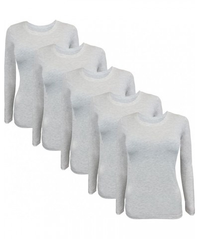 Long Sleeve Undershirts for Scrubs - Great Stretch Shirts - 5 Pack Heather Grey $28.59 Underwear