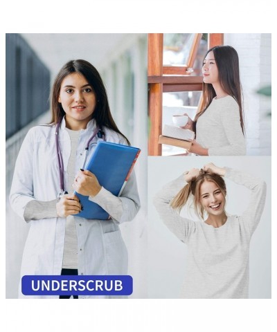 Long Sleeve Undershirts for Scrubs - Great Stretch Shirts - 5 Pack Heather Grey $28.59 Underwear