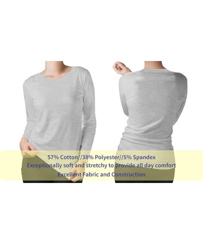 Long Sleeve Undershirts for Scrubs - Great Stretch Shirts - 5 Pack Heather Grey $28.59 Underwear