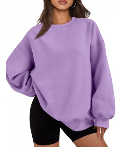 Womens Oversized Sweatshirts Hoodies Fleece Crew Neck Pullover Sweaters Casual Comfy Fall Fashion Outfits Clothes 2024 Purple...