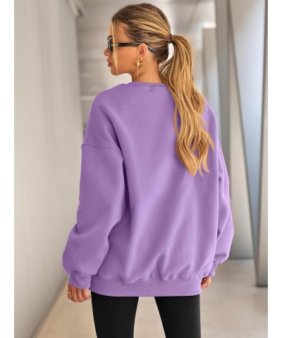 Womens Oversized Sweatshirts Hoodies Fleece Crew Neck Pullover Sweaters Casual Comfy Fall Fashion Outfits Clothes 2024 Purple...