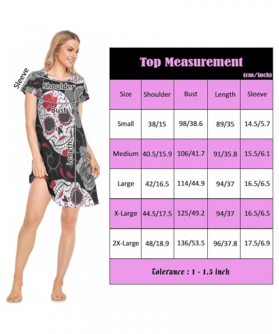 Women's PJ Nightshirt, Short Sleeves Nightgown Sleepwear Lingerie Sleep Dress(S-2XL) Multi 12 $13.94 Sleep & Lounge