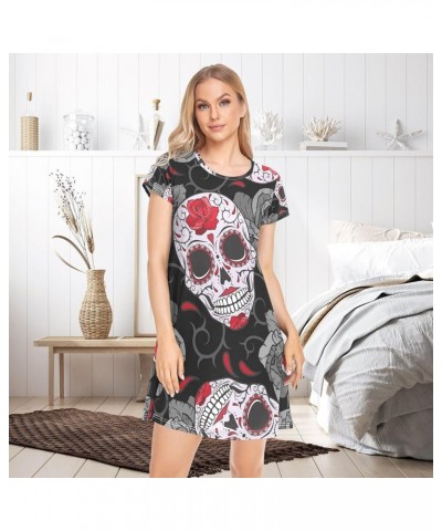 Women's PJ Nightshirt, Short Sleeves Nightgown Sleepwear Lingerie Sleep Dress(S-2XL) Multi 12 $13.94 Sleep & Lounge