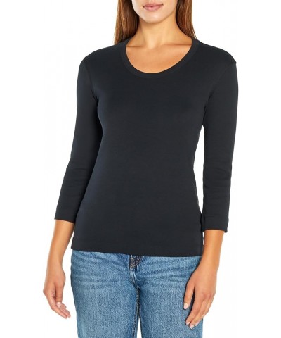 Women's Essential Heritage 3/4 Sleeve Scoop Neck Tee Black $19.04 Tops