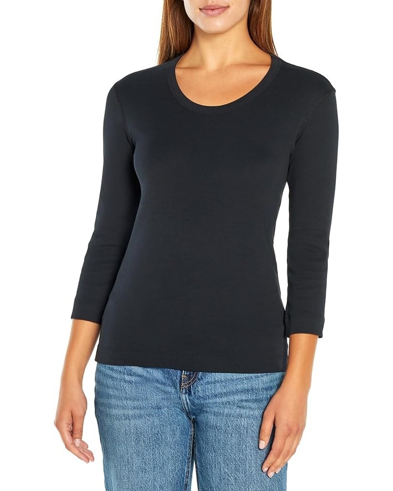 Women's Essential Heritage 3/4 Sleeve Scoop Neck Tee Black $19.04 Tops