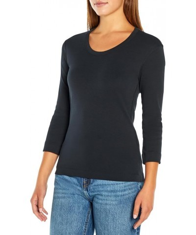 Women's Essential Heritage 3/4 Sleeve Scoop Neck Tee Black $19.04 Tops