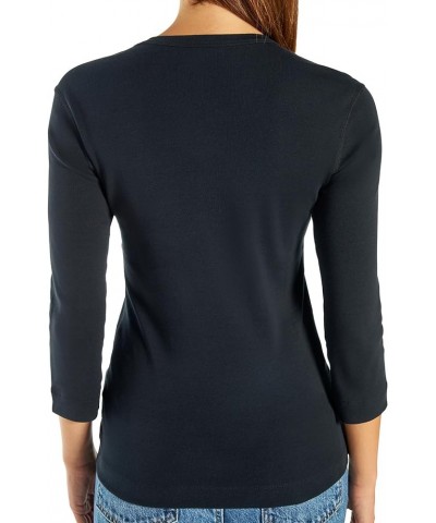 Women's Essential Heritage 3/4 Sleeve Scoop Neck Tee Black $19.04 Tops