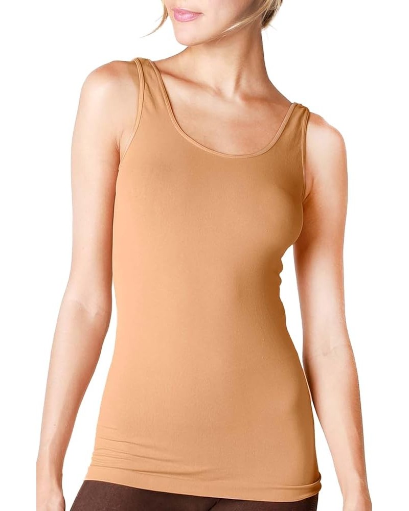 Women Seamless Premium Classic Tank Top, Made in U.S.A, One Size Arizona Tan $13.90 Tanks