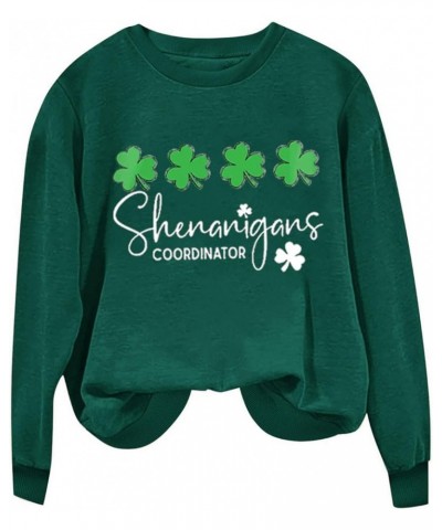 2024 St Patricks Day Sweatshirt for Women Long Sleeve Irish Shamrock Print Pullover Trendy Cute Graphic Sweatshirt Top Green ...