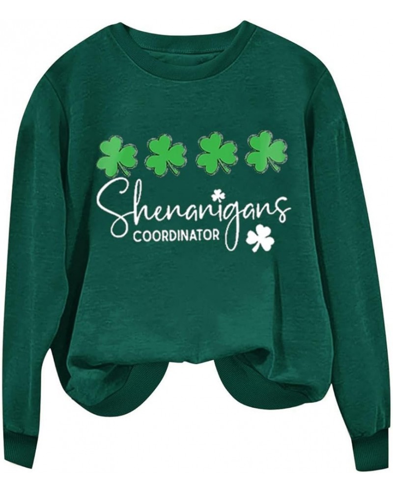 2024 St Patricks Day Sweatshirt for Women Long Sleeve Irish Shamrock Print Pullover Trendy Cute Graphic Sweatshirt Top Green ...