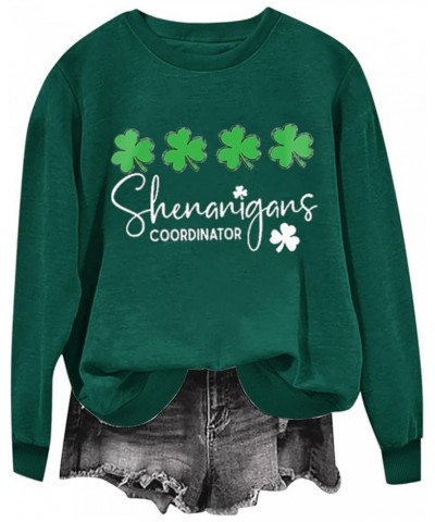 2024 St Patricks Day Sweatshirt for Women Long Sleeve Irish Shamrock Print Pullover Trendy Cute Graphic Sweatshirt Top Green ...