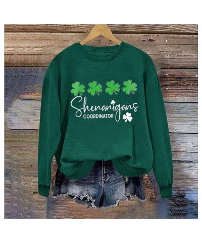 2024 St Patricks Day Sweatshirt for Women Long Sleeve Irish Shamrock Print Pullover Trendy Cute Graphic Sweatshirt Top Green ...