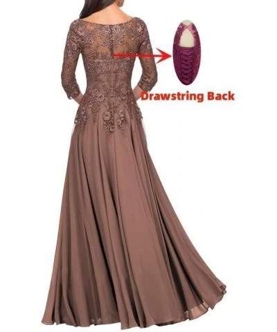 3/4 Sleeve Mother of The Bride Dresses Long Laces Appliques Chiffon Formal Evening Gowns for Wedding Guest Pink $42.83 Dresses