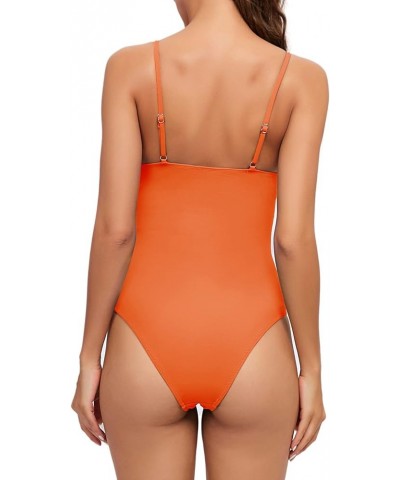 Women's One Piece Swimsuits Tummy Control Front Cross Bathing Suits Slimming Swimsuit V Neck Swimwear Monokini Orange $10.59 ...