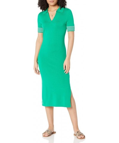 Women's Tessa Polo Jersey Midi Sweater Dress Jade/Ivory $23.55 Dresses