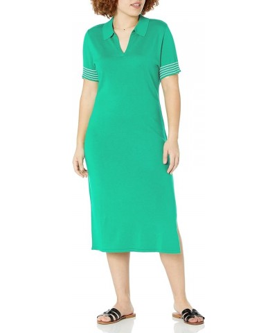 Women's Tessa Polo Jersey Midi Sweater Dress Jade/Ivory $23.55 Dresses