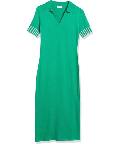 Women's Tessa Polo Jersey Midi Sweater Dress Jade/Ivory $23.55 Dresses