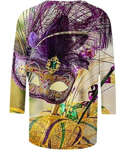 2024 Mardi Gras Outfit for Women 3/4 Sleeve Tops Party Holiday Blouses Carnival Themed Costumes Plus Size Shirts 2-purple $9....