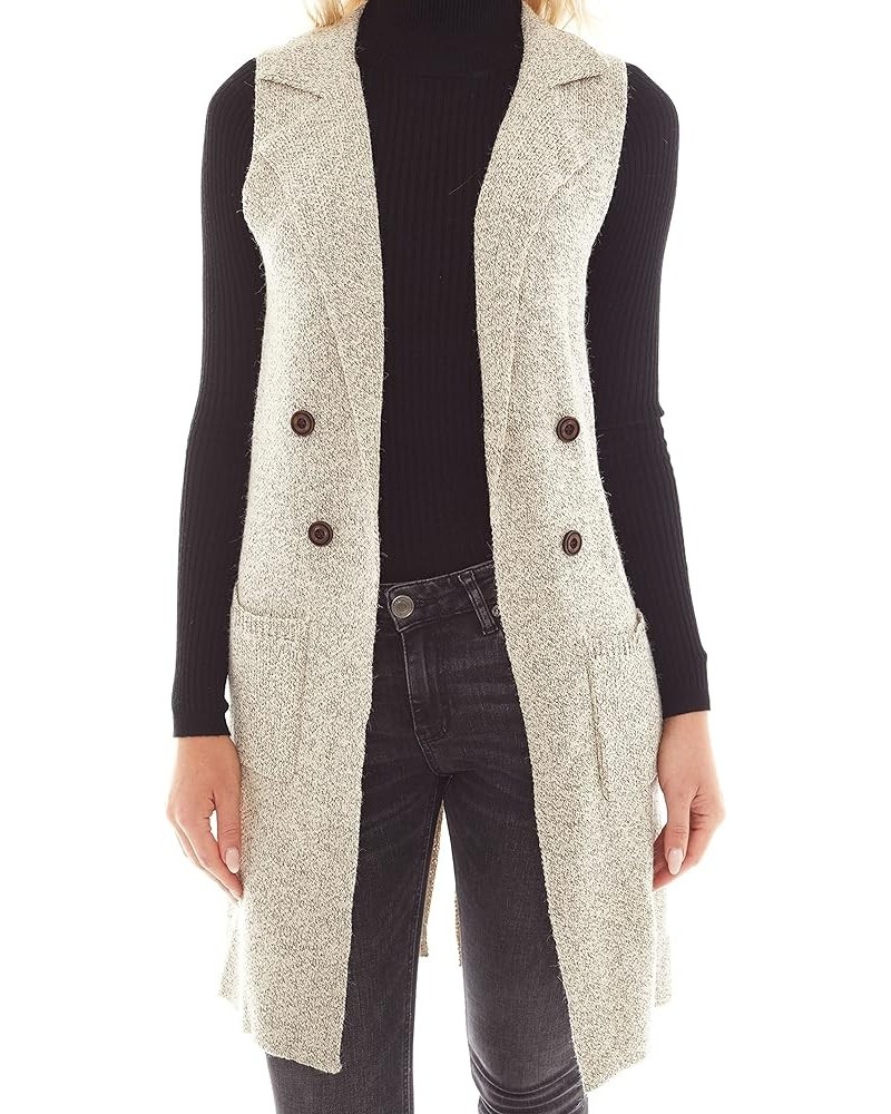 Women's Sleeveless Long Sweater Vest Open Front Knit Cardigan Waistcoat Oatmeal $14.83 Sweaters