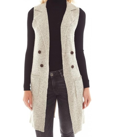 Women's Sleeveless Long Sweater Vest Open Front Knit Cardigan Waistcoat Oatmeal $14.83 Sweaters