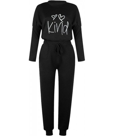 Lounge Sets for Women 2 Piece Fall Outfits 2023 Fashion Trending Now Sweatsuits Tracksuits with Pockets Loose Fit Set 02 Blac...