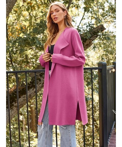 Women's Long Wool Cardigan Sweaters Oversized Fall Dressy Coatigan Light Casual Jackets Knit Winter Coats Rose Red $23.93 Swe...