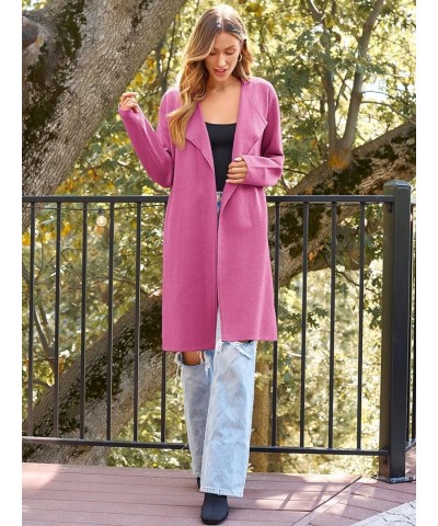 Women's Long Wool Cardigan Sweaters Oversized Fall Dressy Coatigan Light Casual Jackets Knit Winter Coats Rose Red $23.93 Swe...