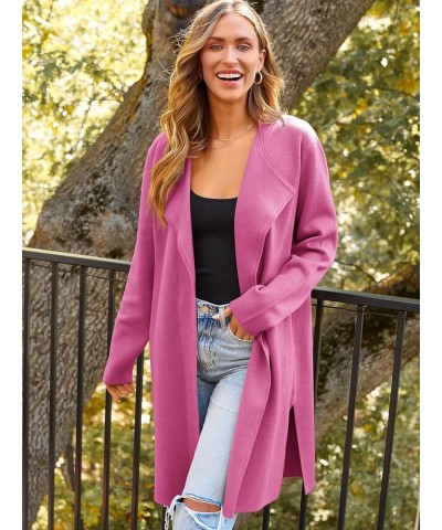 Women's Long Wool Cardigan Sweaters Oversized Fall Dressy Coatigan Light Casual Jackets Knit Winter Coats Rose Red $23.93 Swe...