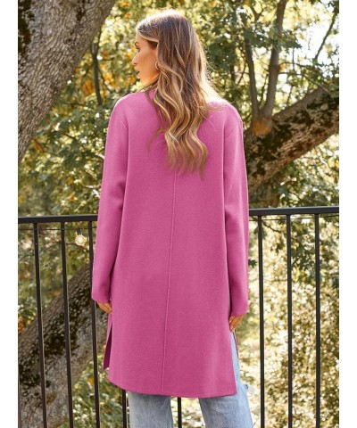 Women's Long Wool Cardigan Sweaters Oversized Fall Dressy Coatigan Light Casual Jackets Knit Winter Coats Rose Red $23.93 Swe...