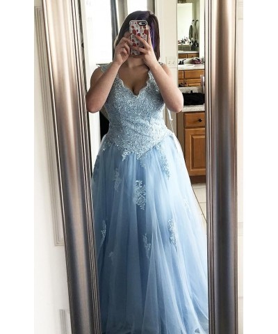 Quinceanera Dresses Lace Prom Ball Gown Sweet 16 Princess Dresses Long-sky Blue $52.00 Dresses