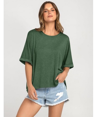 Women Oversized T-Shirt Summer Casual Loose Fit Short Sleeve Basic Tops Workout Gym Tee Shirt Heather Green $10.00 T-Shirts