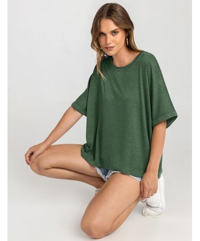 Women Oversized T-Shirt Summer Casual Loose Fit Short Sleeve Basic Tops Workout Gym Tee Shirt Heather Green $10.00 T-Shirts