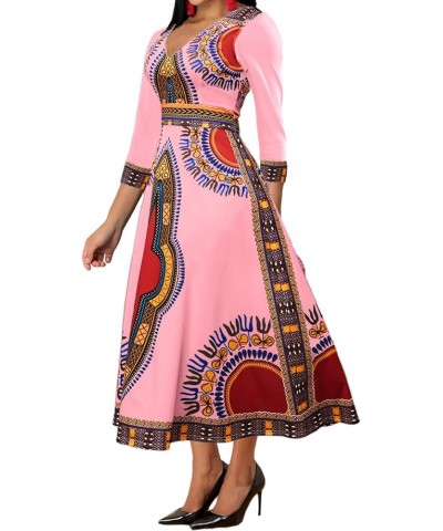 Womens Casual Floral Print Sexy Long Maxi African Dress Clubwear Party Outfits Pink $25.79 Dresses