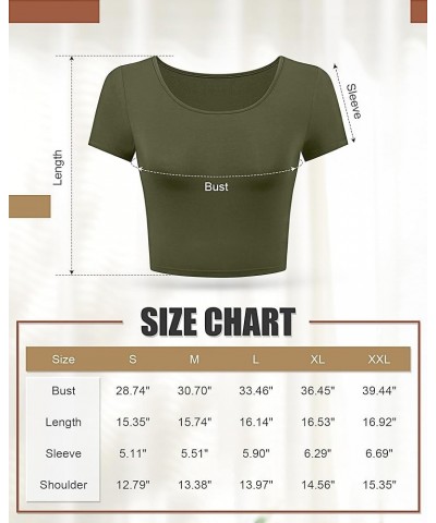 4 Pcs Women's Crop Tops Round Neck Short Sleeve Slim Fit Cropped Basic T Shirts Casual Solid Tees Shirts Tops Black, Brown, M...