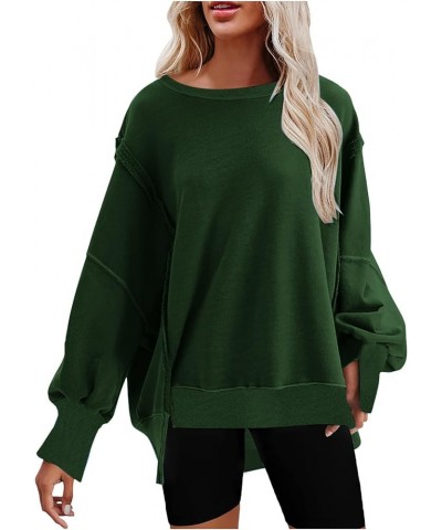 Sweatshirt for Women Crewneck Long Sleeve Sweatshirts Oversized Casual Cute Loose Fit Pullovers Tops with Pockets H07 Army Gr...