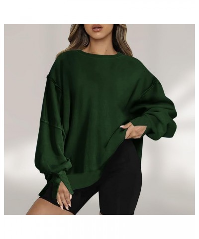 Sweatshirt for Women Crewneck Long Sleeve Sweatshirts Oversized Casual Cute Loose Fit Pullovers Tops with Pockets H07 Army Gr...