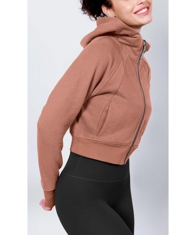 Full-Zip Cropped Hoodies for Women Fleece Lined Long Sleeve Crop Sweatshirts with Thumb Hole Muted Clay $23.39 Hoodies & Swea...