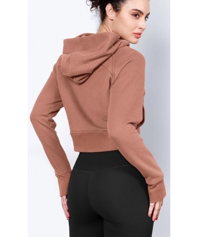 Full-Zip Cropped Hoodies for Women Fleece Lined Long Sleeve Crop Sweatshirts with Thumb Hole Muted Clay $23.39 Hoodies & Swea...