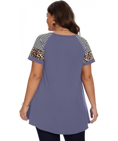 Women's Plus Size Tops Summer Basic Tunic Short Sleeve Casual Round Neck T Shirt Grayishpurple $11.25 Tops