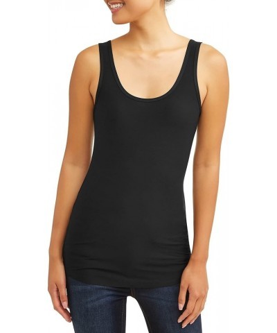 Juniors Womens Scoop Neck Tank Top Black $13.20 Tanks