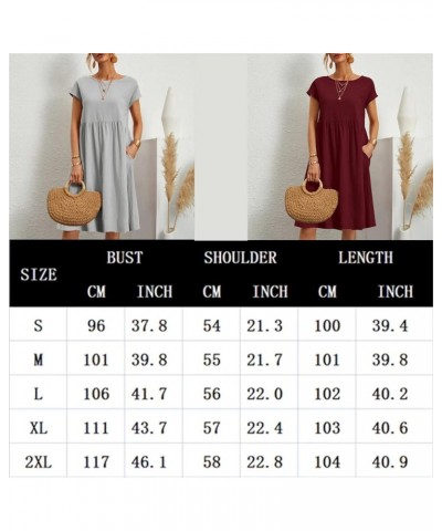 Women's Cotton Round Neck Dress, Summer Dresses Casual Short Sleeve Mid Length Cotton Linen Sundress with Pockets Orange $15....