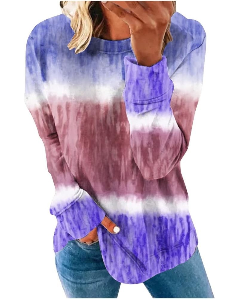 Sweatshirt For Women Trendy 2023 Casual Color Block Thin Sweatshirts Comfy Fall Fashion Pullover Sweater Shirt G06-purple $8....