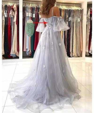 Off The Shoulder Lace Applique Prom Dress for Teens Tulle Long Spaghetti Straps Formal Evening Prom Gown for Women Champagne ...