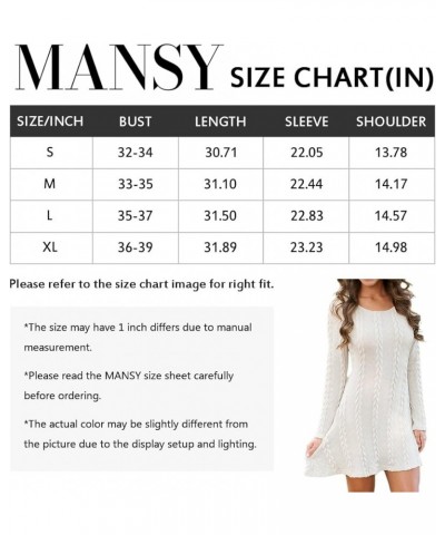 Sweater Dress for Women Cable Knit Ribbed A-Line Short Fitted Pullover Sweaters Dresses Fall Winter A-01-white $20.81 Sweaters