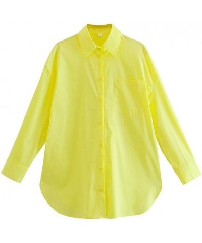 Button Down Shirts for Women Long Sleeve Oversized Dressy Blouses Loose Fit Casual Top Yellow $11.39 Tops