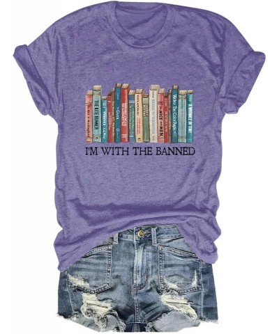 I'm with The Banned Tshirt Women Banned Books Shirt Book Lovers Gift Shirts Casual Librarian Short Sleeve Tee Tops Style B 11...