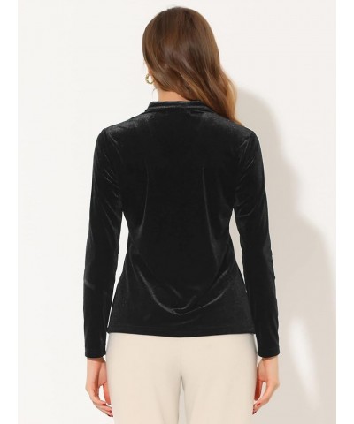 Casual Velvet Top for Women's Office Soft Long Sleeve V Neck Christmas T-Shirt Black $22.13 T-Shirts