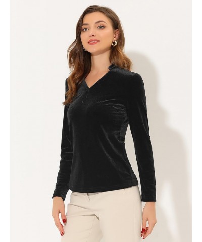 Casual Velvet Top for Women's Office Soft Long Sleeve V Neck Christmas T-Shirt Black $22.13 T-Shirts