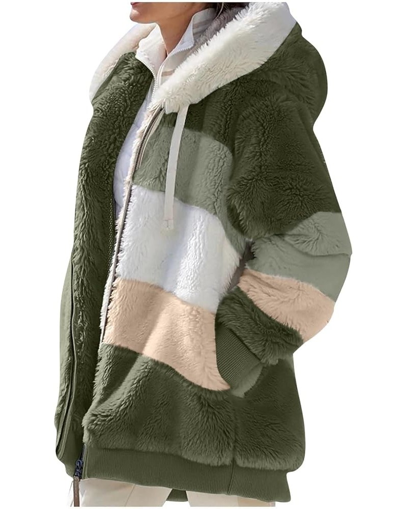 Winter Coats For Women,2022 Plus Size Fleece Plush Zipper Hooded Coat Jacket Comfy Warm Wool Coats with Pockets C-army Green ...